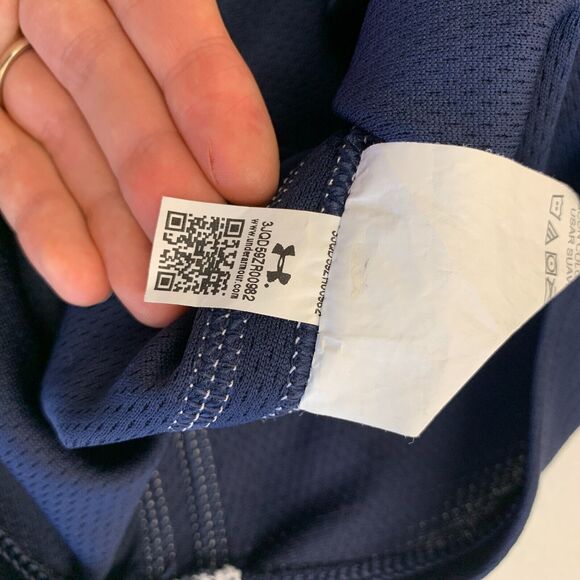 Under Armour Polo Shirt Womens L Large Navy HeatGear Hill Learning Academy Logo - Picture 9 of 11